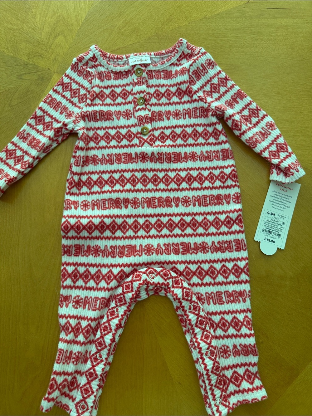 Cat & Jack Red and White 'Merry' Knit One-Piece